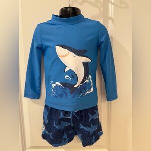 Carters Just One You Blue Shark Rash Guard Swim Set